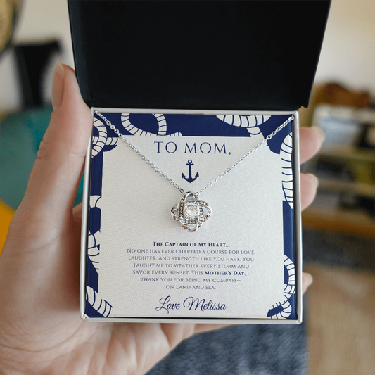 Personalized for Mother's Day - Captain of My Heart - Ocean Drop Necklace