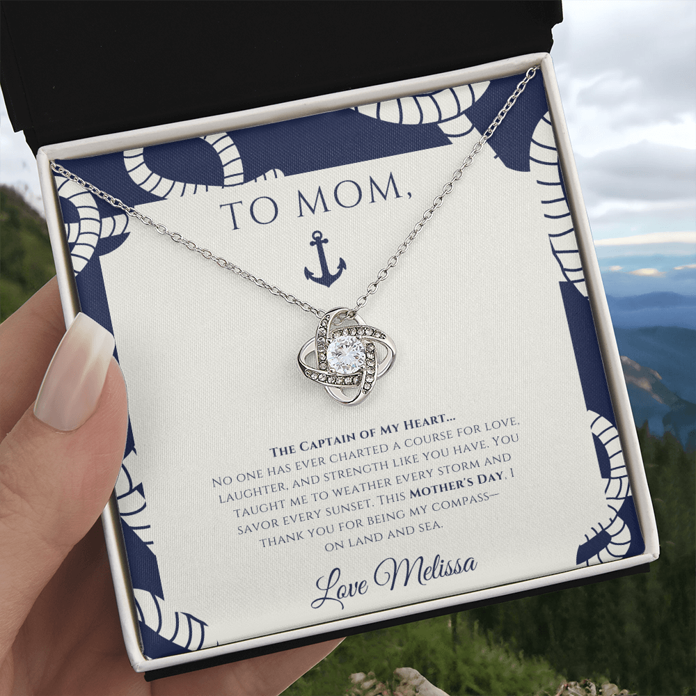 Personalized for Mother's Day - Captain of My Heart - Ocean Drop Necklace