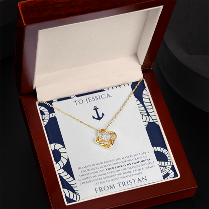 Personalized for Wife - Your Love is My Lighthouse - Ocean Drop Necklace
