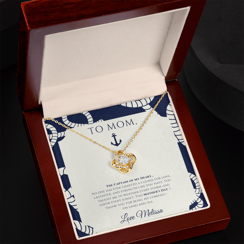 Personalized for Mother's Day - Captain of My Heart - Ocean Drop Necklace