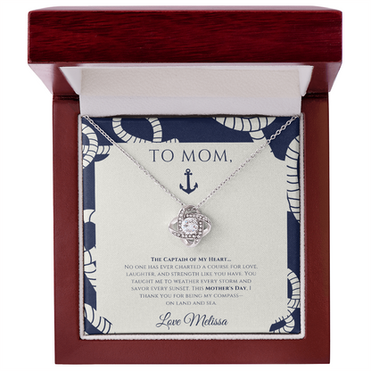 Personalized for Mother's Day - Captain of My Heart - Ocean Drop Necklace