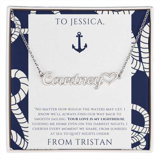 Personalized for Wife - Your Love is My Lighthouse - Name Necklace