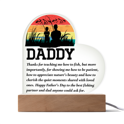 Dad - Best Fishing Partner | Father's Day Acrylic Heart Plaque