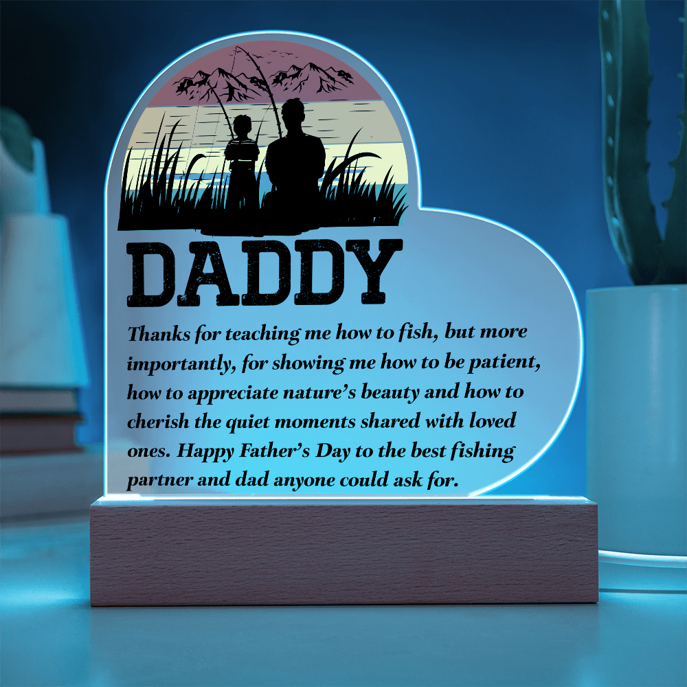 Dad - Best Fishing Partner | Father's Day Acrylic Heart Plaque