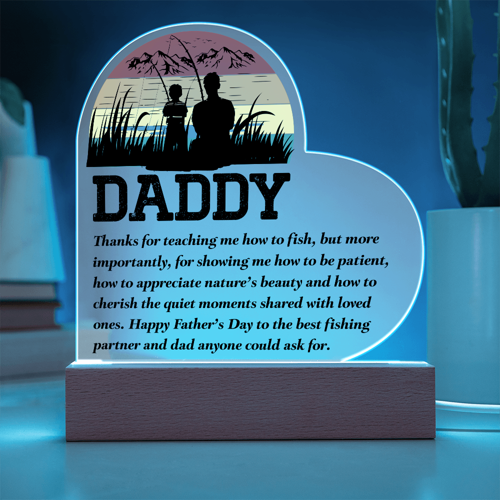 Dad - Best Fishing Partner | Father's Day Acrylic Heart Plaque