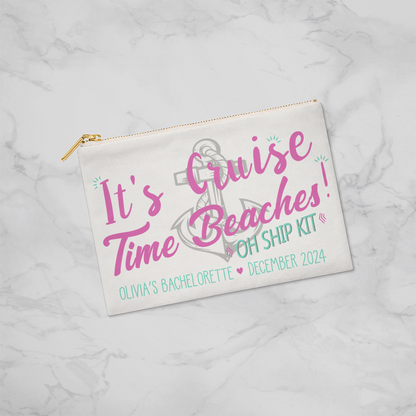 Personalized It's Cruise Time Beach Bachelorette Large Pouch