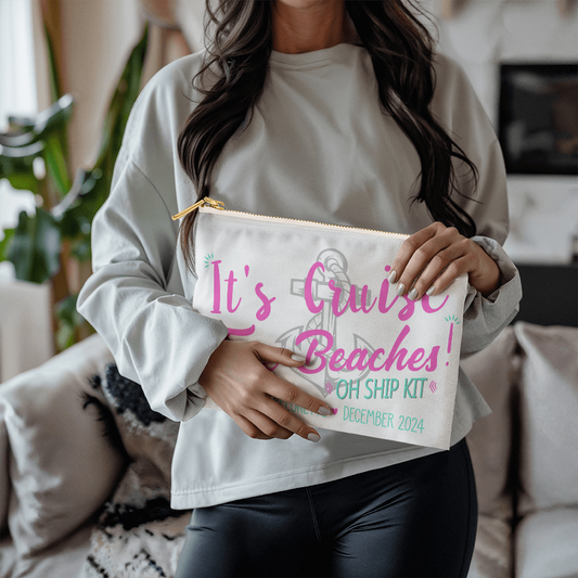 Personalized It's Cruise Time Beach Bachelorette Large Pouch