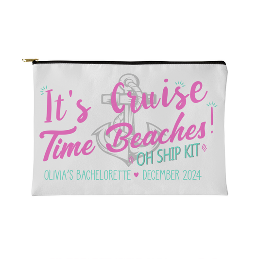 Personalized Cruise Time Beaches Bachelorette Small Pouch