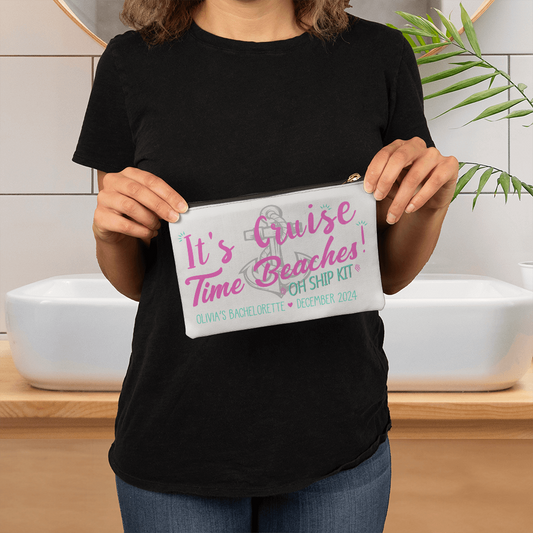 Personalized Cruise Time Beaches Bachelorette Small Pouch