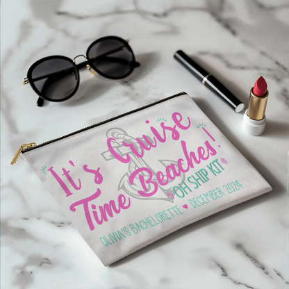 Personalized Cruise Time Beaches Bachelorette Small Pouch