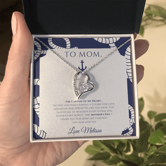 Mom - Captain of My Heart - Personalized Nautical Love Necklace
