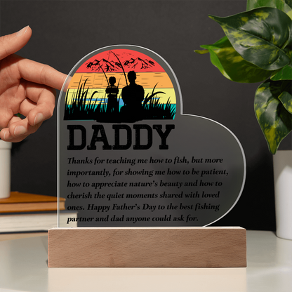 Dad - Best Fishing Partner | Father's Day Acrylic Heart Plaque