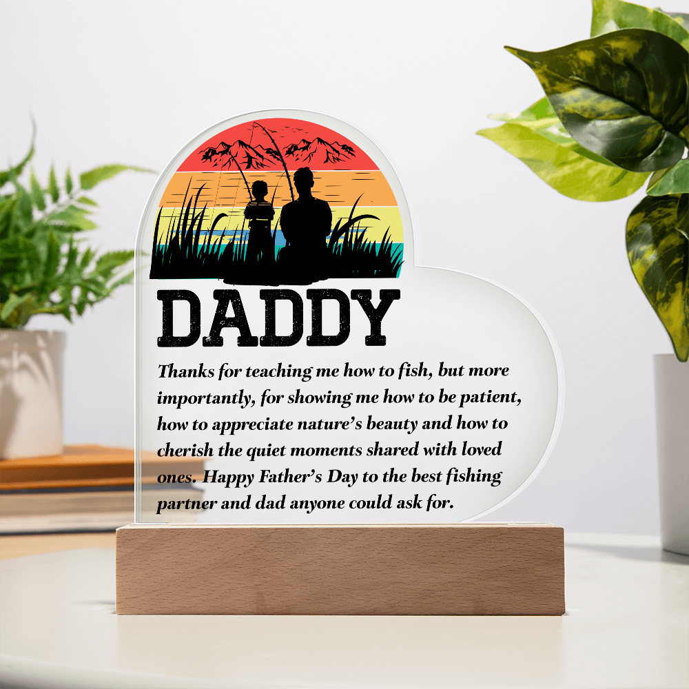 Dad - Best Fishing Partner | Father's Day Acrylic Heart Plaque