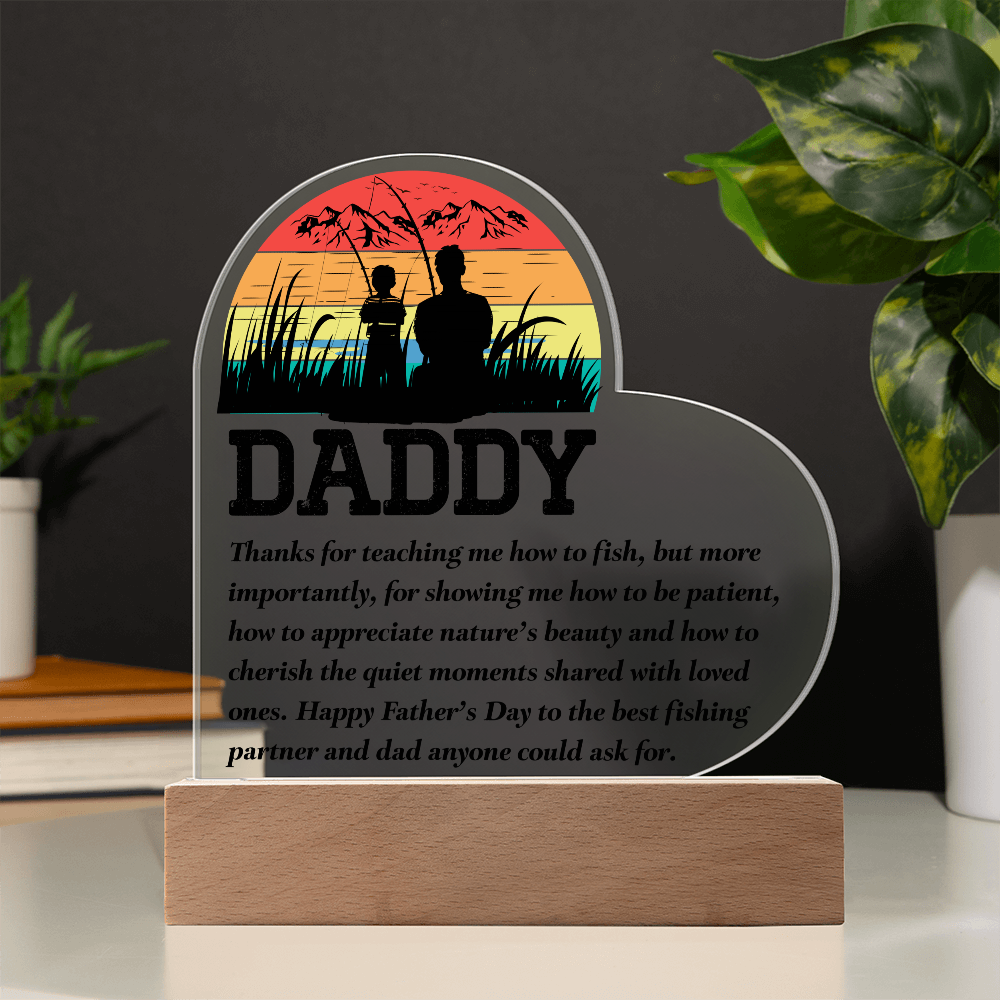 Dad - Best Fishing Partner | Father's Day Acrylic Heart Plaque