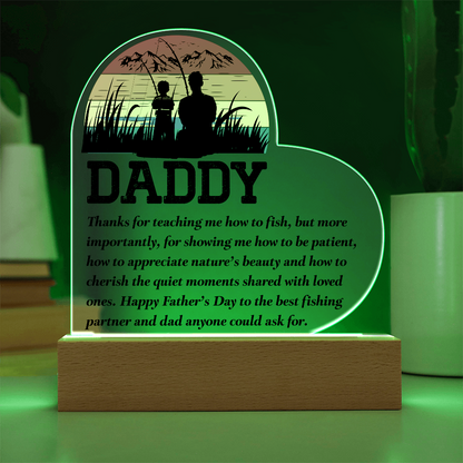 Dad - Best Fishing Partner | Father's Day Acrylic Heart Plaque