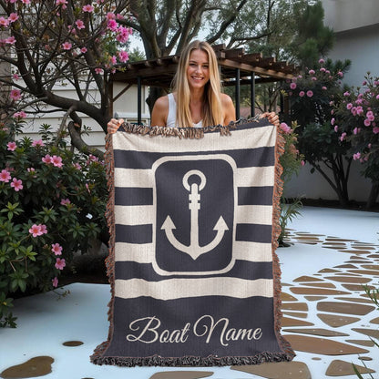 Personalized Boat Heirloom Woven Blanket