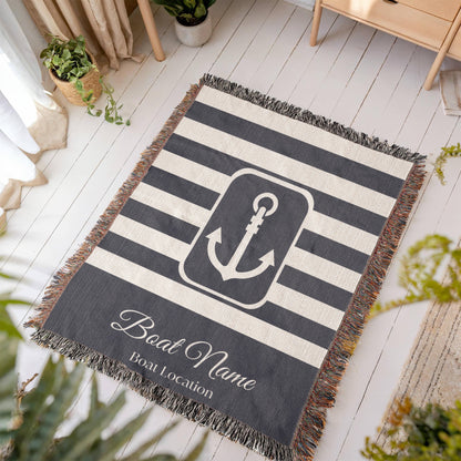 Personalized Boat Heirloom Woven Blanket