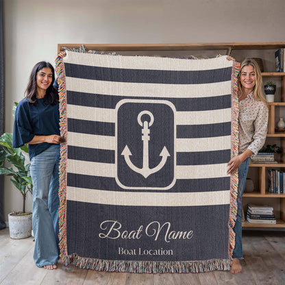 Personalized Boat Heirloom Woven Blanket