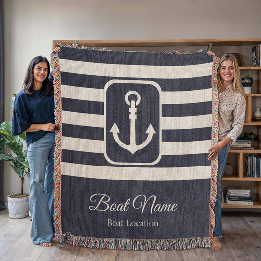 Personalized Boat Woven Blanket