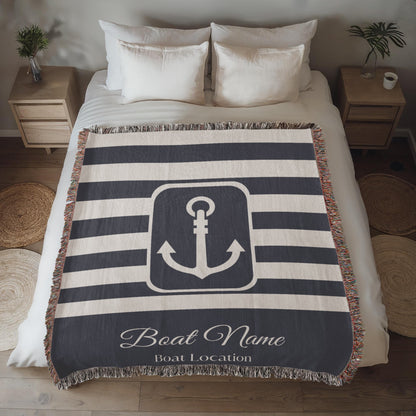 Personalized Boat Heirloom Woven Blanket