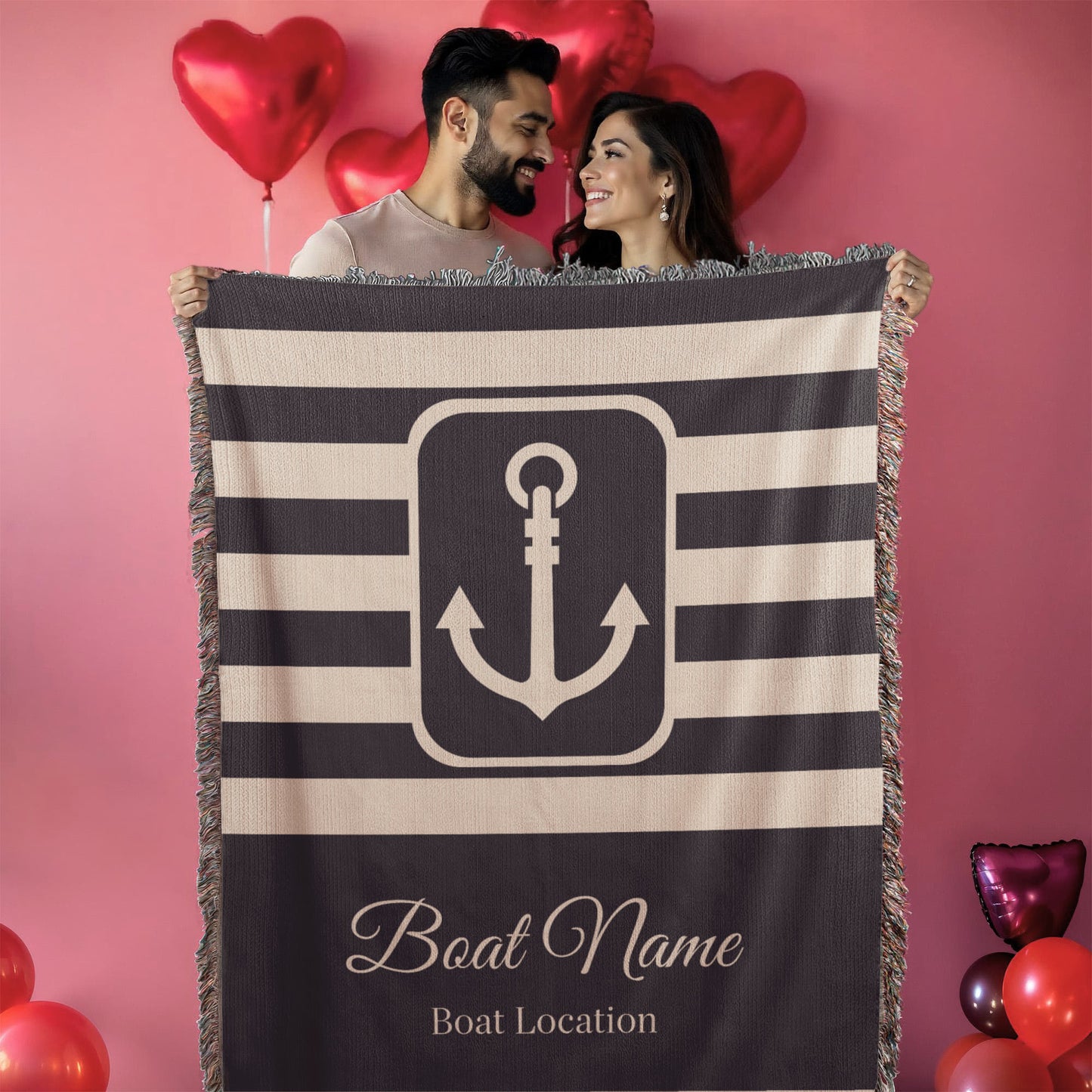 Personalized Boat Woven Blanket