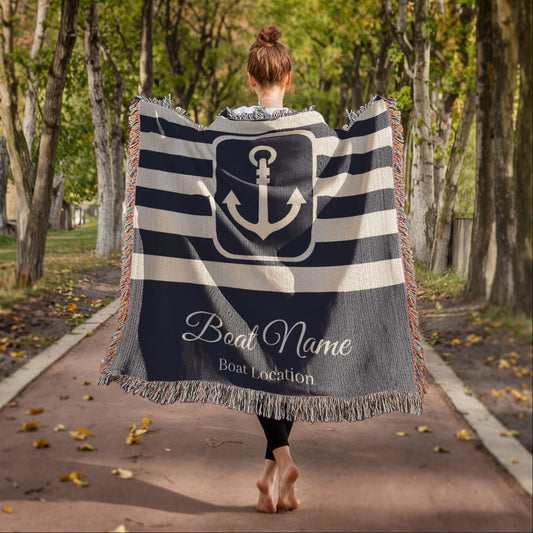 Personalized Boat Woven Blanket