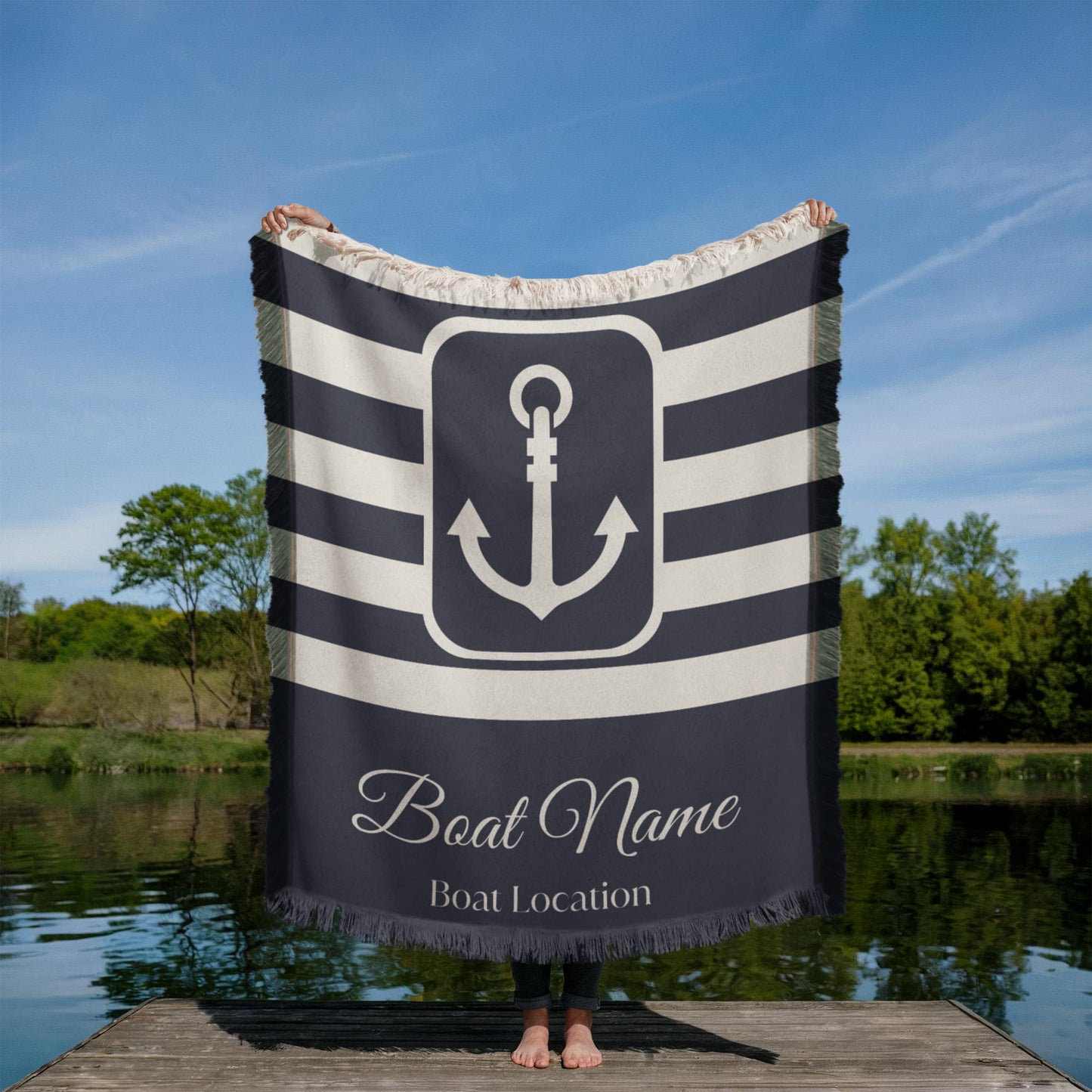 Personalized Boat Woven Blanket