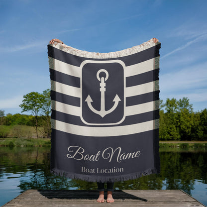 Personalized Boat Woven Blanket