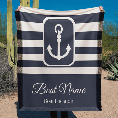 Personalized Boat Woven Blanket