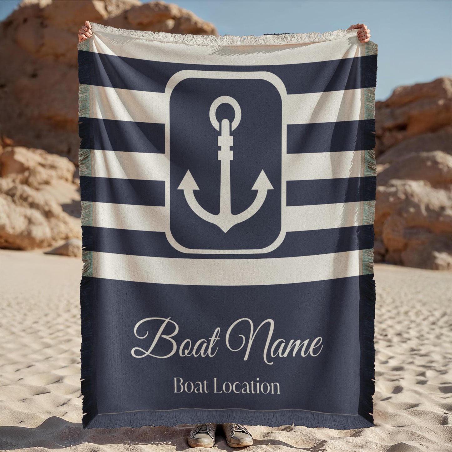 Personalized Boat Woven Blanket