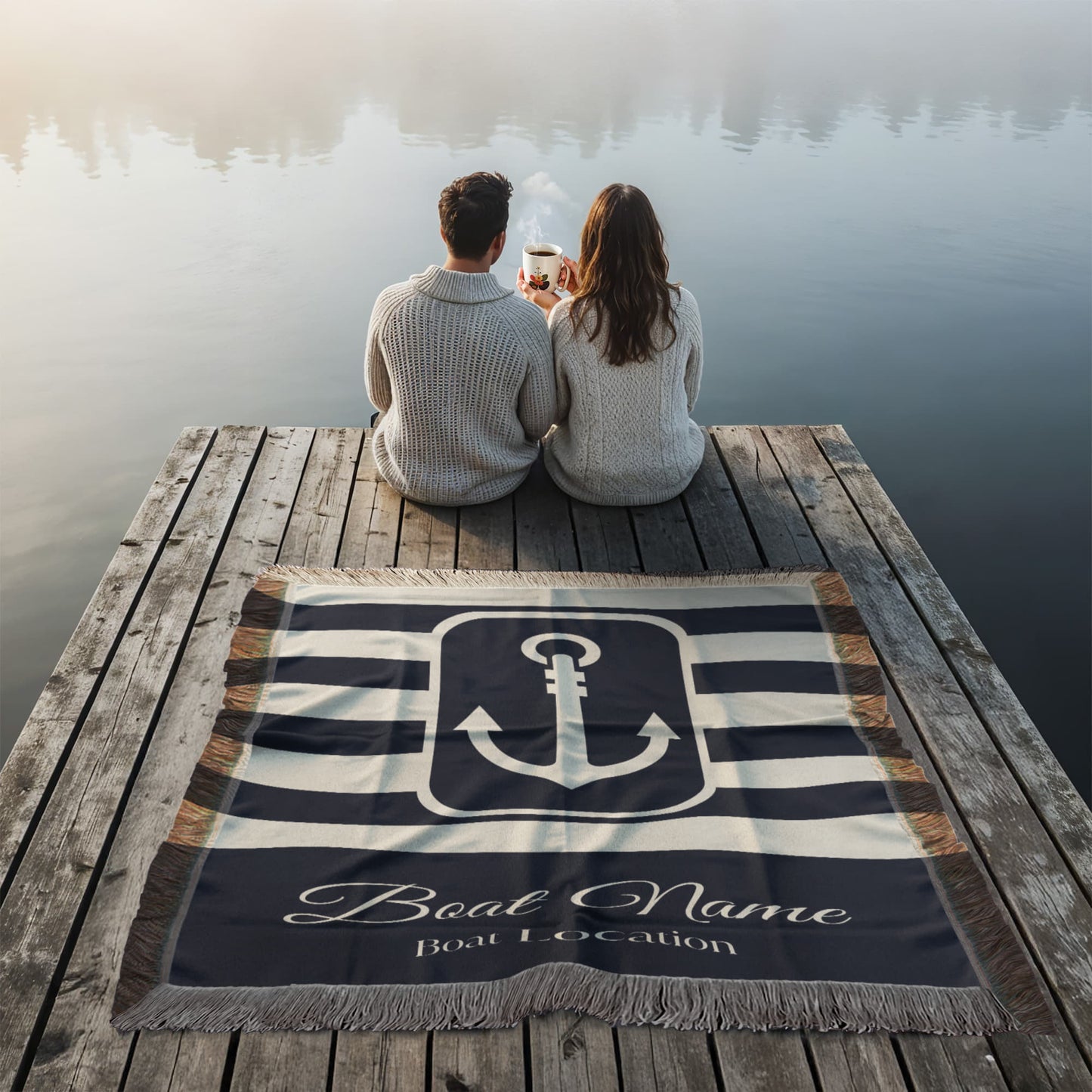 Personalized Boat Woven Blanket