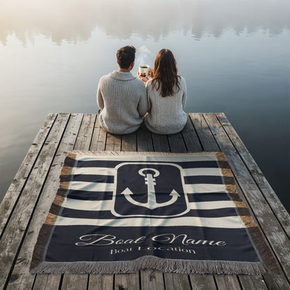 Personalized Boat Woven Blanket