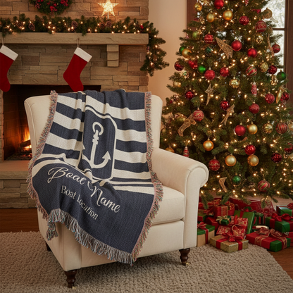 Personalized Boat Woven Blanket